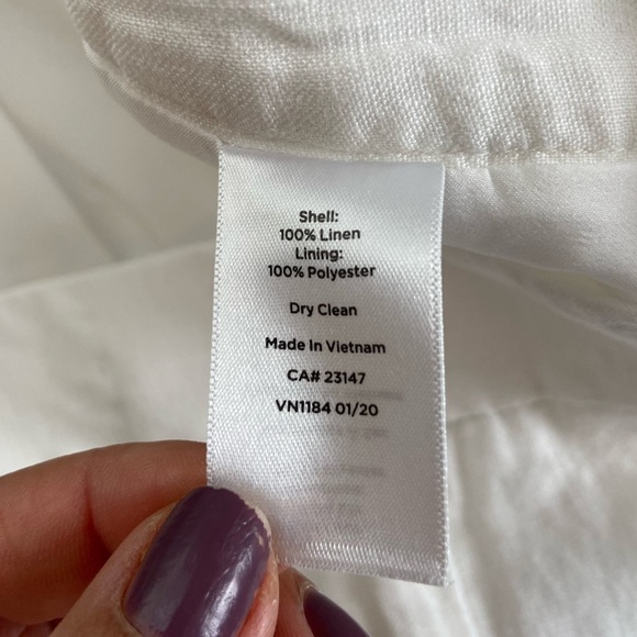 Talbots Linen Cropped Pants Size 12 White Lined Elastic Waist Side Pocket Summer - Picture 9 of 11